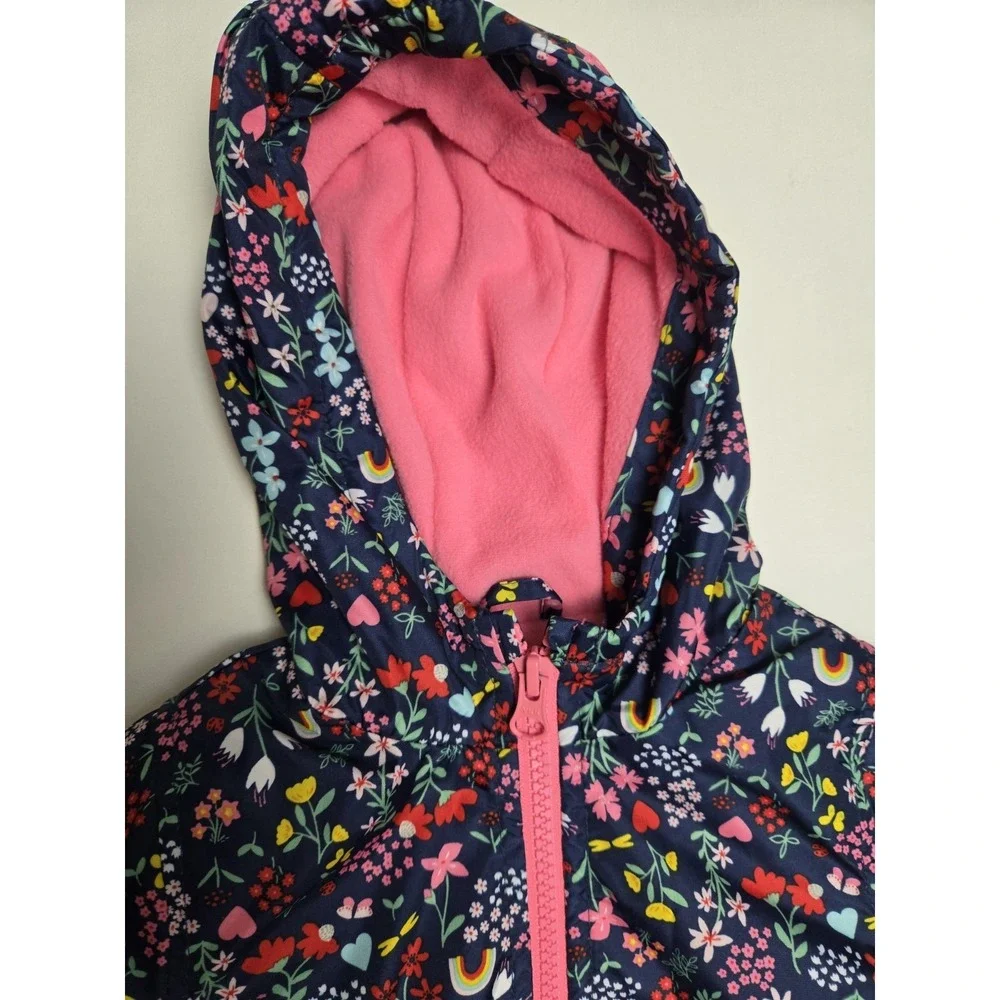 New‎ Carters Girls Jacket Medium Sz 12M Lined Water-wind resistant floral blue